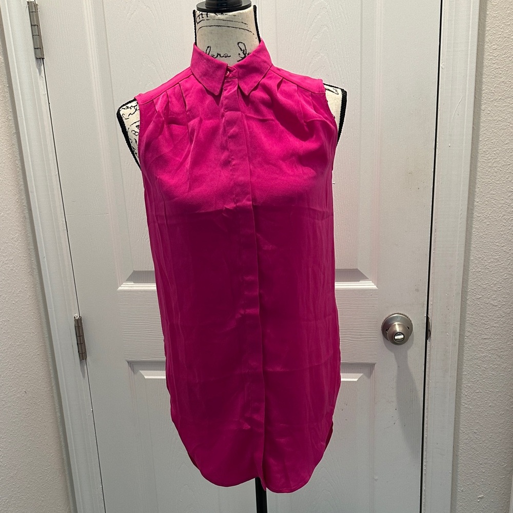 Express Sleeveless Collared Blouse - Hot Pink